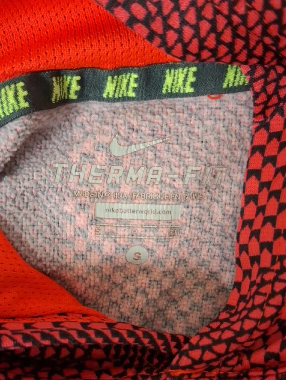 Nike Red and Black Geometric Patterned Kids Hoodie